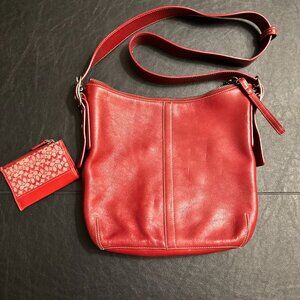 Coach Shoulder Bag, red leather